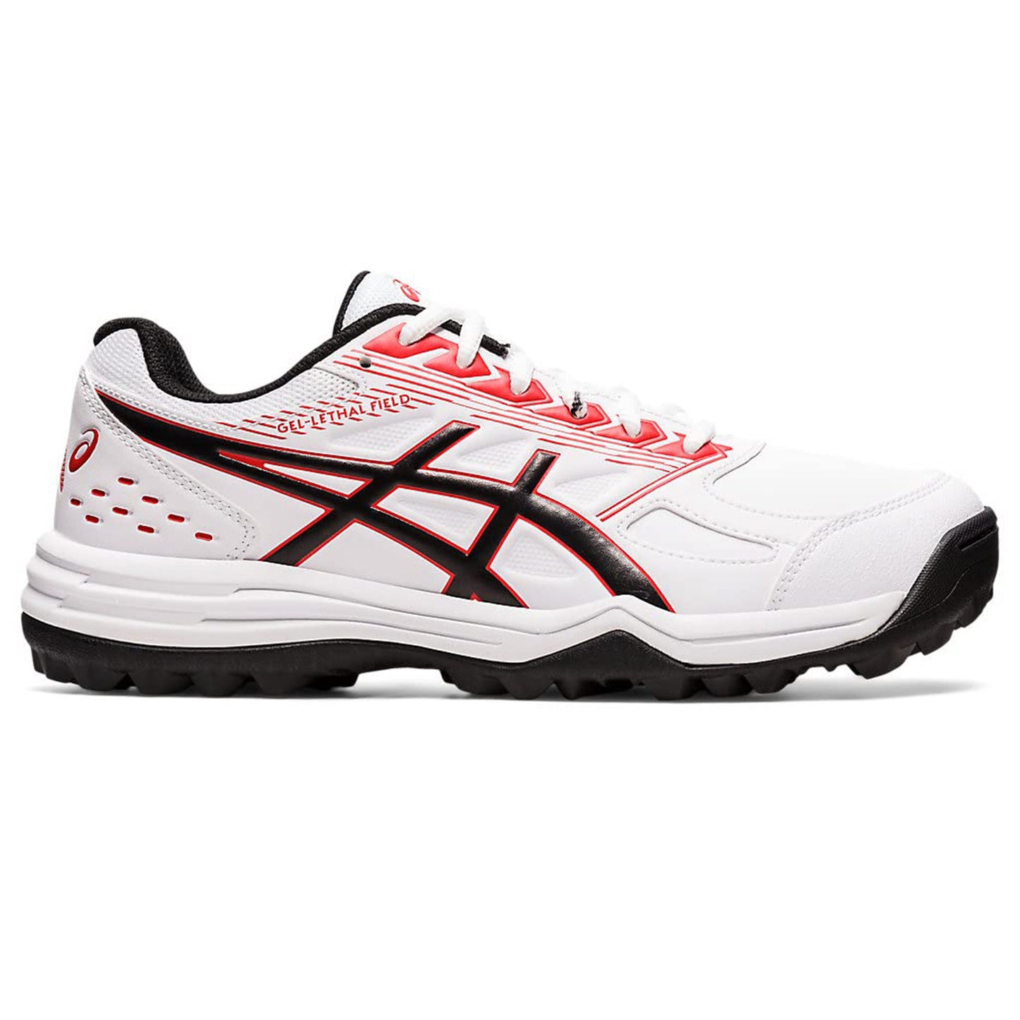 Asics Gel Lethal Field Cricket Shoes for Mens White/Electric Red