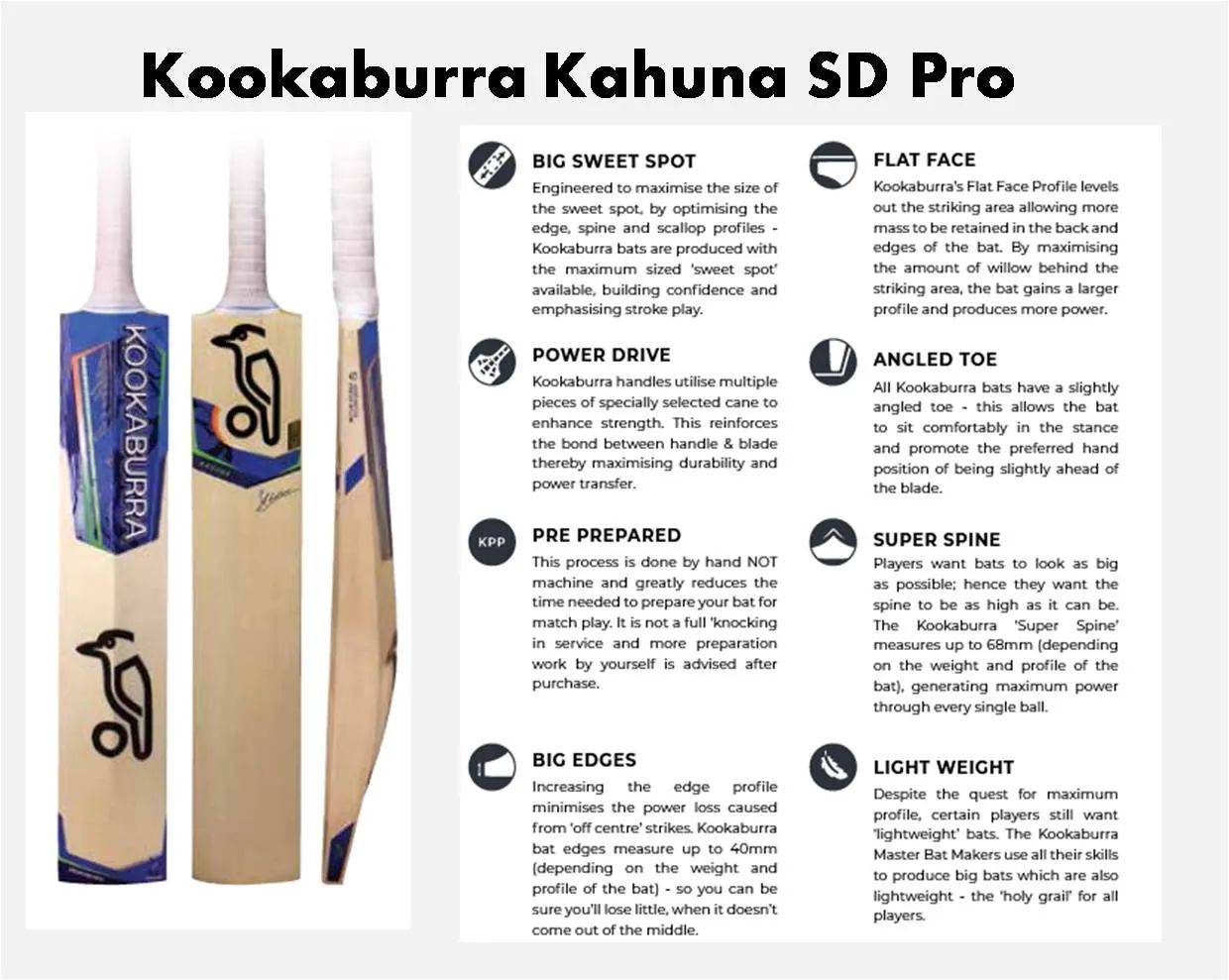 Kookaburra Kahuna SD 5.0 English Willow Cricket Bat SH