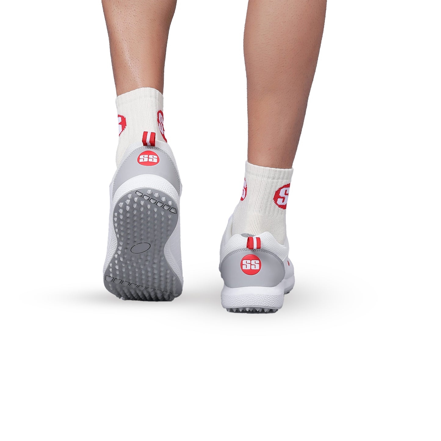 SS Ton White Edition Rubber Studs Cricket Shoes Gold